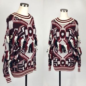 Zara Trafaluc Multi Colored Sweater Fringe Small